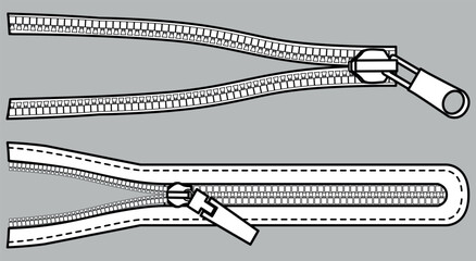 zipper fastener flat sketch vector illustration © SQB Creation 