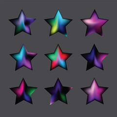 Gradient stars multicolored rainbow elegant soft colored mesh isolated on plain gray square background
