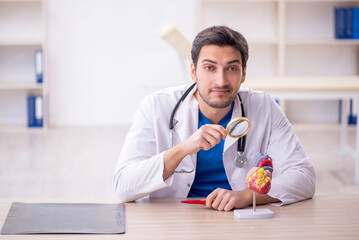 Young male doctor cardiologist working in the clinic