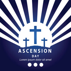 ascension day of jesus with white outline glowing cross symbol