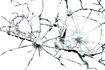Shot glass with cracks, texture of cracked damaged car windshield.