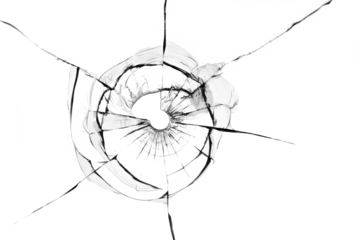 Texture of cracks from a shot on broken glass.