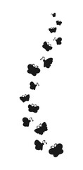 Butterflies silhouette simple flat vector illustration. Flock of silhouette black butterflies on white background.