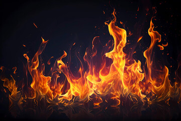 Hot fire flames background. Generative ai.