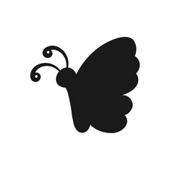Cute Butterfly Icon Side View Silhouette. Spring Summer Nature Logo Design
