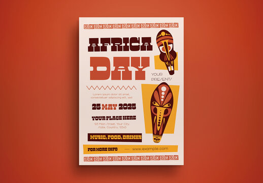 Orange Flat Design Africa Day Flyer Layout
