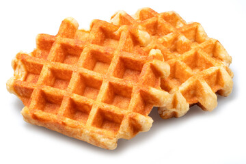 Belgian waffle with deep pockets for filling isolated on white background.