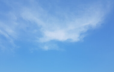 Distant shot of a blue sky with some white clouds.
