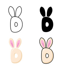 Alphabet D in flat style isolated