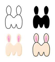 Alphabet M in flat style isolated