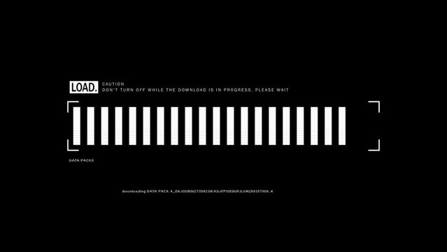 Loading bar animation with glitch effect, system failures. Cyberpunk glitch loading bar. Downloading process with digital distortions. Uploading process with noise and artifacts in cyberpunk style.