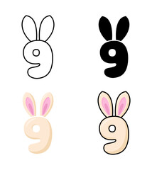 Number 9 in flat style isolated