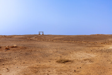 Pathway to Hammam Al Sarah, Desert Castle, Jordan scenic sunset view