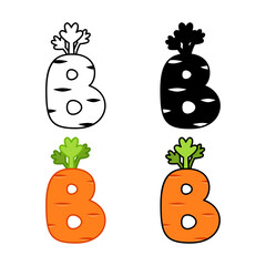 Alphabet B in flat style isolated