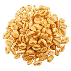 puffed Wheat cereal, isolated on white background, full depth of field