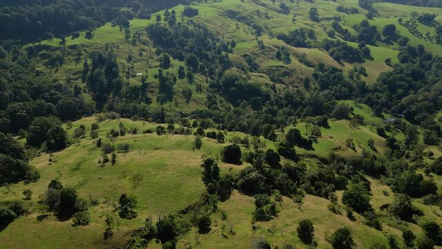 Aerial views of the boarder crossing in the upper Numinbah Valley, Queensland and Northern New South Wales.