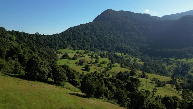 Aerial views of the boarder crossing in the upper Numinbah Valley, Queensland and Northern New South Wales.