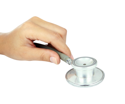 doctor hand with stethoscope on transparent background png file