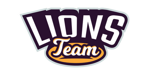 Bold sports font for lion mascot logo. Text style lettering for esport, lion mascot logo, sport team, college club. Vector illustration isolated on background