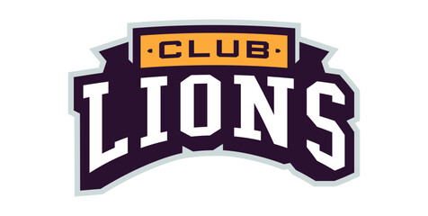 Bold sports font for panther mascot logo. Text style lettering for esport, leo mascot logo, sport team, college club. Font on ribbon. Vector illustration isolated on background