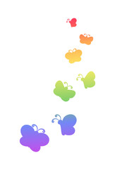 Rainbow Butterflies silhouette simple flat vector illustration. Spring Summer Pride Month Design Element.