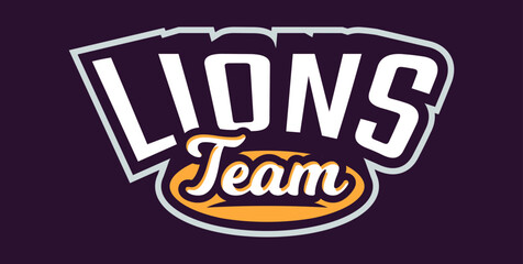 Bold sports font for lion mascot logo. Text style lettering for esport, lion mascot logo, sport team, college club. Vector illustration isolated on background