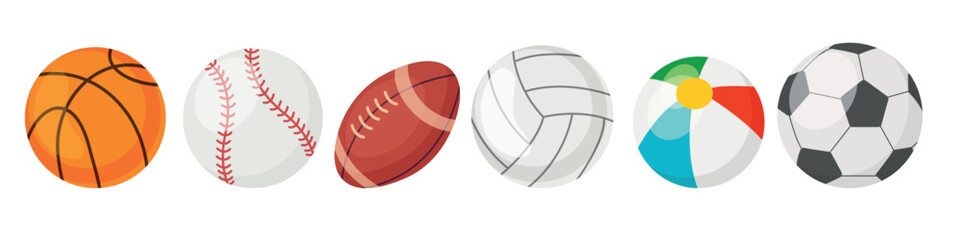 Vector cartoon sports balls. The concept of sports, hobbies and competitions. A useful activity. A bright element for your design.