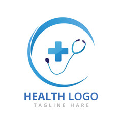 Health logo design with blue gradient color.