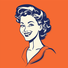 retro cartoon illustration of an attractive woman