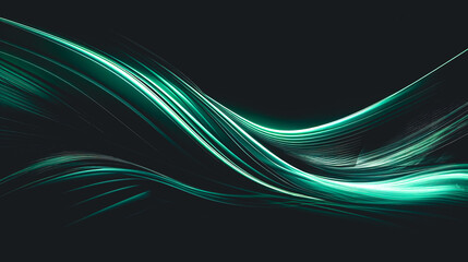 Abstract dark background with green lines, generative AI.