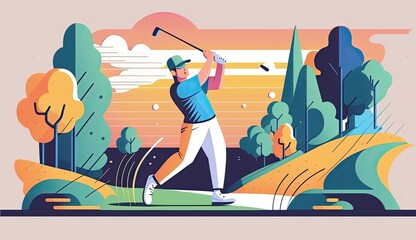 Golf sport player in action swing. Generative AI