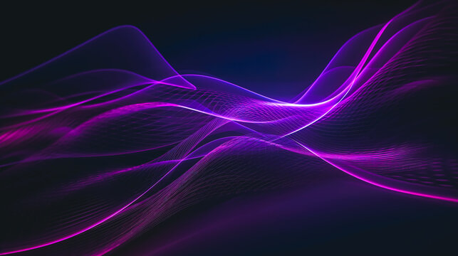 Fototapeta Abstract dark background with purple lines, generative AI.