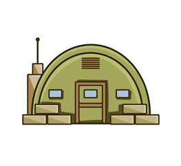 Military base. Army post. Protective building. Modern military camp.