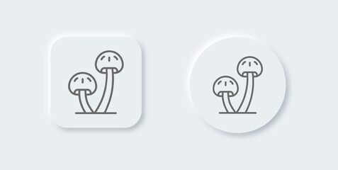 Mushroom line icon in neomorphic design style. Vegetable signs vector illustration.