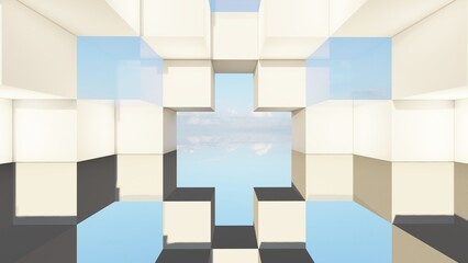 3d render abstract architecture background building geometric shape