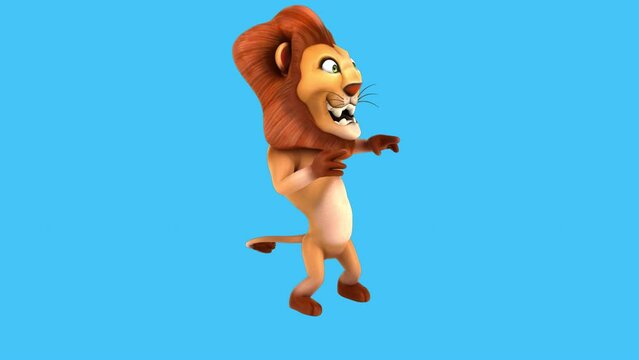 Fun 3D cartoon lion dancing (with alpha channel included)