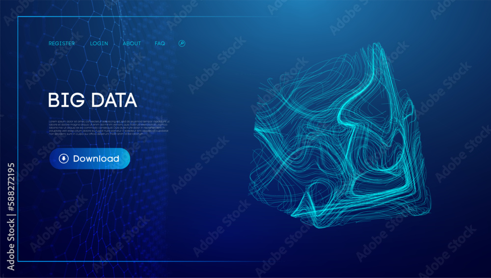 Poster data cube blockchain technology background. futuristic network vector illustration.