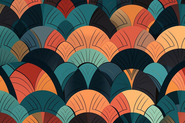 Fototapeta premium Beautiful colored abstract line shapes wallpaper background design texture pattern. Decorative design decoration. Ai generated