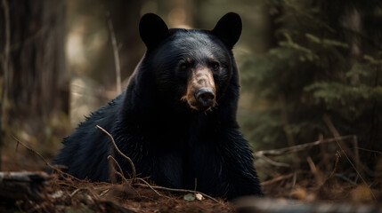 Black bear in nature. Generative AI