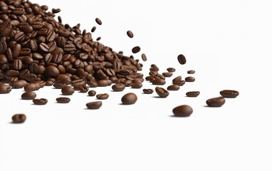 Naklejka premium Coffe beans white background. Generative AI
