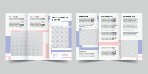 Fototapeta na wymiar Author trifold brochure template. A clean, modern, and high-quality design tri fold brochure vector design. Editable and customize template brochure