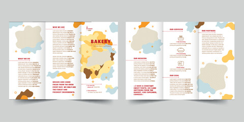 Bakery  trifold brochure template. A clean, modern, and high-quality design tri fold brochure vector design. Editable and customize template brochure