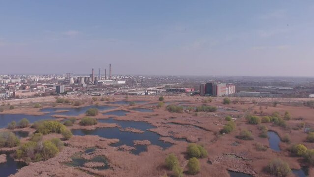 Vacaresti Nature Park, Bucharest. View from the drone