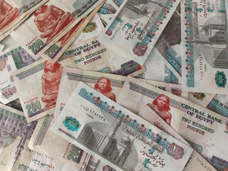 Fototapeta na wymiar background of banknotes - Egyptian currency - Egyptian pounds