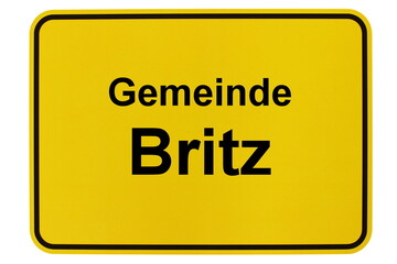 Illustration eines Ortsschildes der Gemeinde Britz in Brandenburg