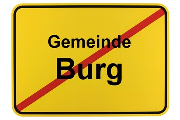 Illustration eines Ortsschildes der Gemeinde Burg in Brandenburg