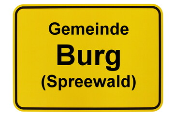 Illustration eines Ortsschildes der Gemeinde Burg (Spreewald) in Brandenburg
