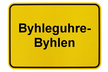 Illustration eines Ortsschildes der Gemeinde Byhleguhre-Byhlen in Brandenburg