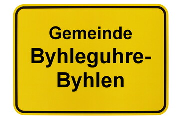 Illustration eines Ortsschildes der Gemeinde Byhleguhre-Byhlen in Brandenburg