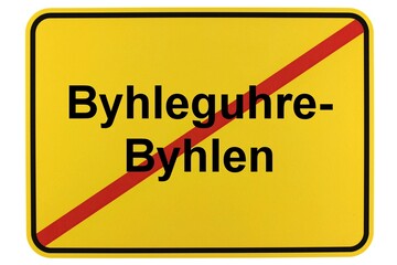 Illustration eines Ortsschildes der Gemeinde Byhleguhre-Byhlen in Brandenburg